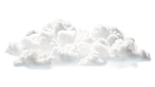 white soft fluffy clouds on transparent background