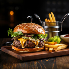 A mouthwatering burger with perfectly melted cheese