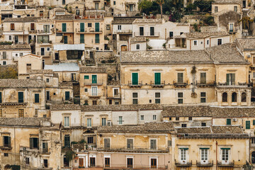 Fototapeta na wymiar House pattern in Modica, a city in the Province of Ragusa, Sicily, southern Italy.