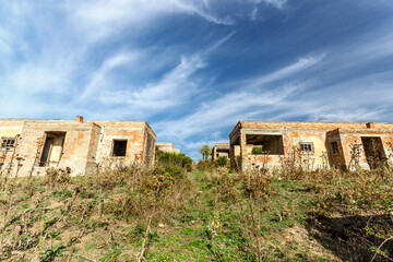 Abandoned buildings on the hill