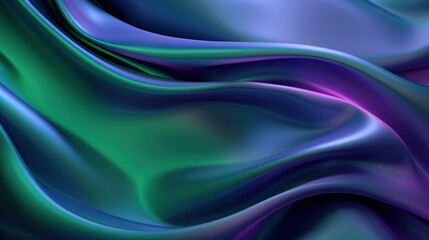 Graceful waves of silky fabric in vibrant blue and green hues, creating a dynamic and luxurious abstract background.