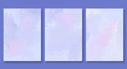 Watercolor gradient background , template collection. Abstract delicate watercolor in blue pink purple colors. Hand drawn illustration . Watercolour brush strokes. Art background for cards, flyer