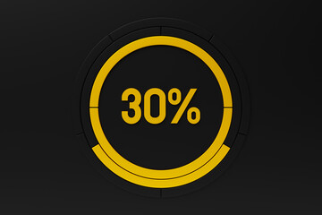 3d illustration of speed measuring speed icon. Colorful  panel  icon, pointer points to  orange color