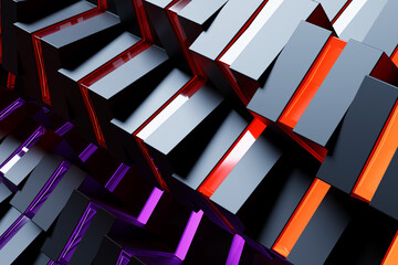 Abstract  gradient and geometric stripes  shape,    glowing   lines pattern, 3D illustration.