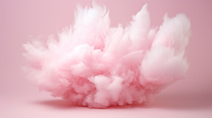 pink white cotton candy on pink background - obrazy, fototapety, plakaty