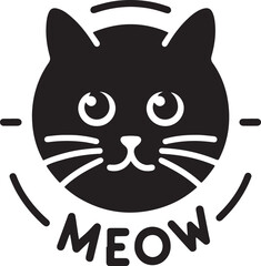minimal cat face logo vector art illustration, cat icon vector illustration