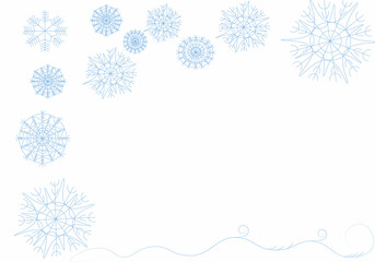 Fototapeta na wymiar A magical background with blue snowflakes and a place for your text. The concept of Christmas and New Year
