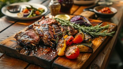 Grilled Marinated Lamb and BBQ Vegetables