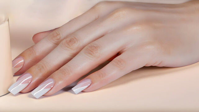 Female hand with beautiful manicure on nails. Manicure concept.