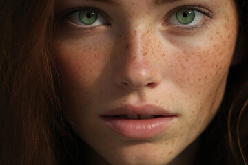 Radiant European Beauty: Brunette with Green Eyes