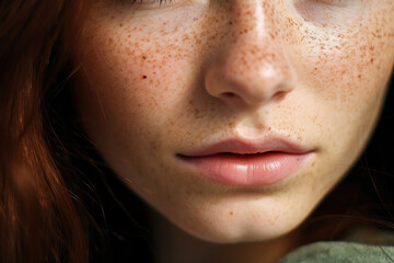 Captivating Green-Eyed Brunette: Freckled Elegance