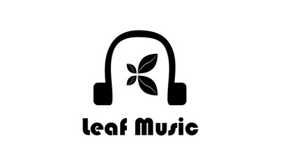 leaf music logo. The logo is a combination of images of leaves and earphones, used for company logos, brands and others