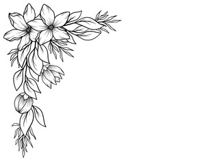 Bouquet Flower Corner Outline Illustration
