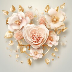 Luxurious sparkling gold rose heart for Valentine's Day.