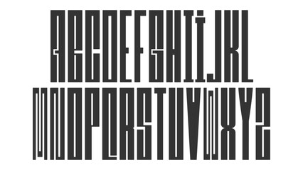 Project font, technical draw style alphabet. Geometrical typography. Wireframe letters, typographic design Isolated vector typeset