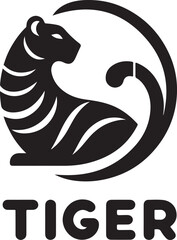 Fototapeta premium minimal Roar Tiger logo vector silhouette, black color silhouette, illustration