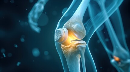 Knee Joint Replacement, 3D Style Illustration - obrazy, fototapety, plakaty