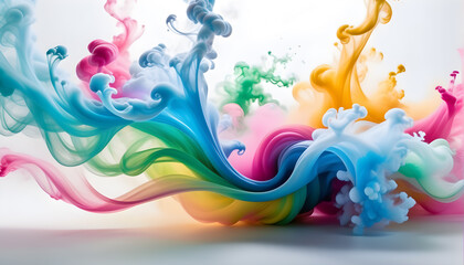 Abstract colorful smoke and colorful gas on White Background 