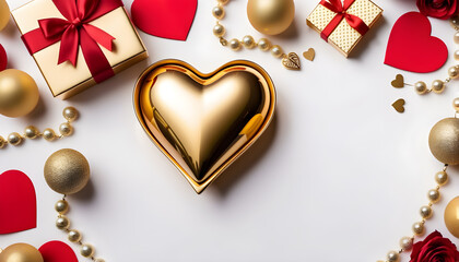 Valentine copy space text  wallpaper with Gold hearts 
