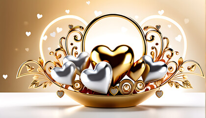 Valentine copy space text  wallpaper with Gold hearts 
