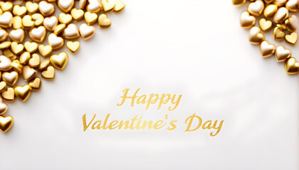 Fototapeta na wymiar Valentine copy space text wallpaper with Gold hearts 