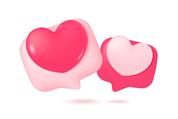 bright heart on speech text box The concept of delivering love to couples. 3D vector illustration