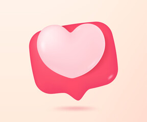 bright heart on speech text box The concept of delivering love to couples. 3D vector illustration