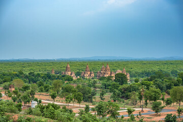 Orchha, India - 02 June 2022 - Royal Chhatris or Cenotaphs are the historical monuments situated on the banks of River Betwa in Orchha, Madhya Pradesh, India.