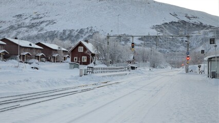 Artic Winter in Lapland, Sweden: in Björkliden near Abisko with temperatures at -30 C