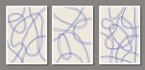 Set of minimal 20s geometric design poster, vector template