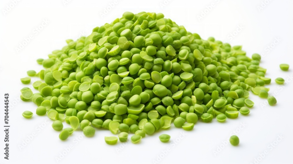 Poster Close-up realistic photo featuring a small pile of split peas on a white background Generative AI