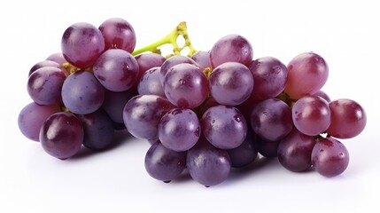 Close-up realistic photo of three luscious grapes on a white background Generative AI
