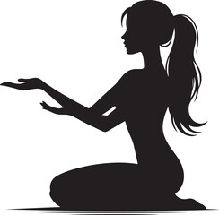 Silhouette of woman presenting something pose