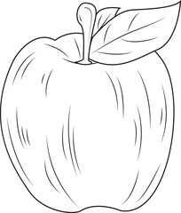 Natural product. Apple silhouette. Apple with stem and leaf. Healthy food and diet. Decoration of greeting cards, posters, patches, prints on clothes, emblems.