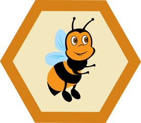 Bee. Cheerful bee. Healthy eating and diet. Design of greeting cards, posters, patches, prints on clothes, emblems.