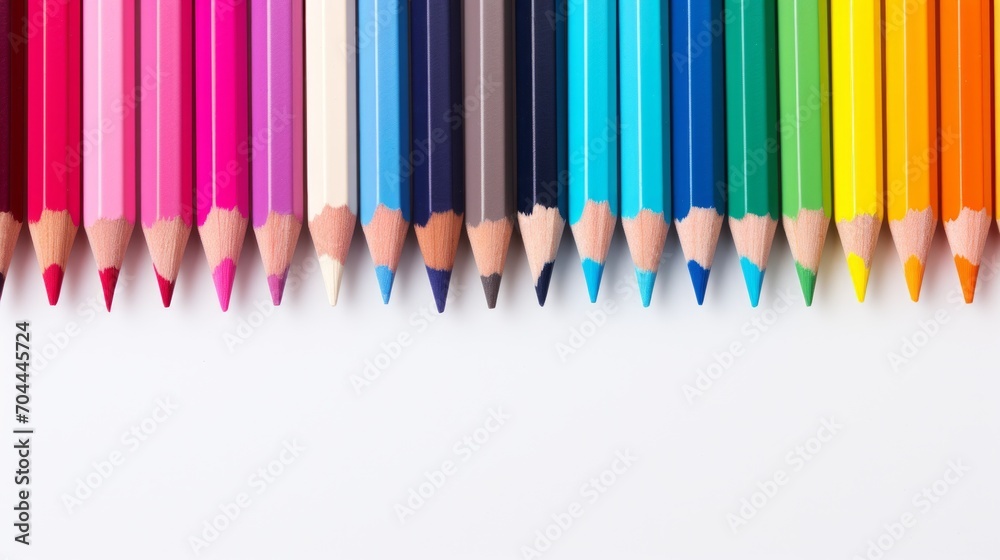Poster set of colored pencils lined up generative ai