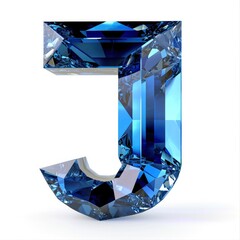 A large sapphire letter J, isolated from White background