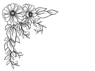 Bouquet Flower Corner Outline Illustration