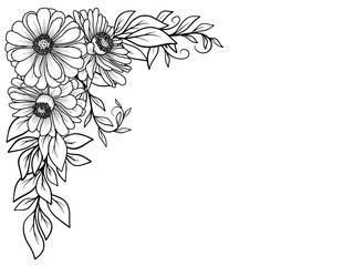 Bouquet Flower Corner Outline Illustration