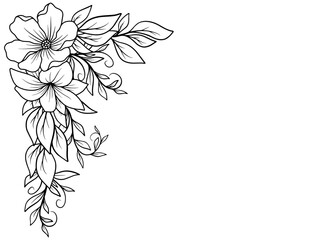 Bouquet Flower Corner Outline Illustration