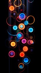 Colorful Circles and Lines on a Black Background