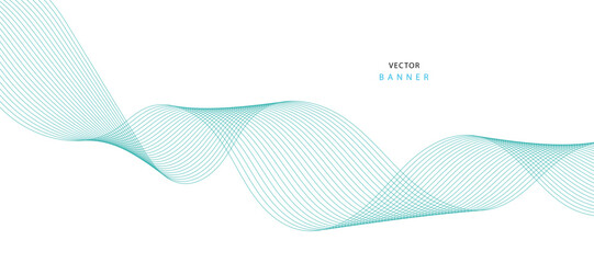Abstract illustration of vector banner. Modern vector banner template with blue wavy lines.