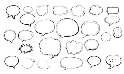 set of Vector speech bubbles . speech bubbles set, Outline chat word design, Cartoon text bubble frames, Vector illustration isolated on white background, PNG.
 - obrazy, fototapety, plakaty