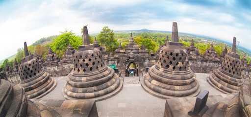 Borobudur Temple. Yogyakarta, Java, Indonesia. - obrazy, fototapety, plakaty