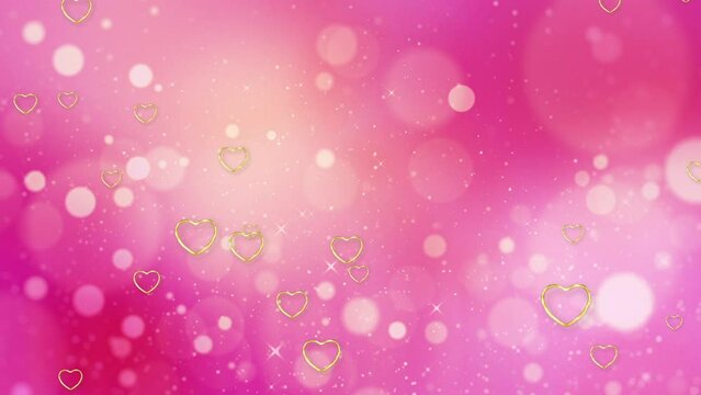 valentines day love background. Wedding anniversary, love background. Bokeh, particle, shimmer, sparkle, with heart. Seamless 4K loop background. Love heart greeting video. Mother's day