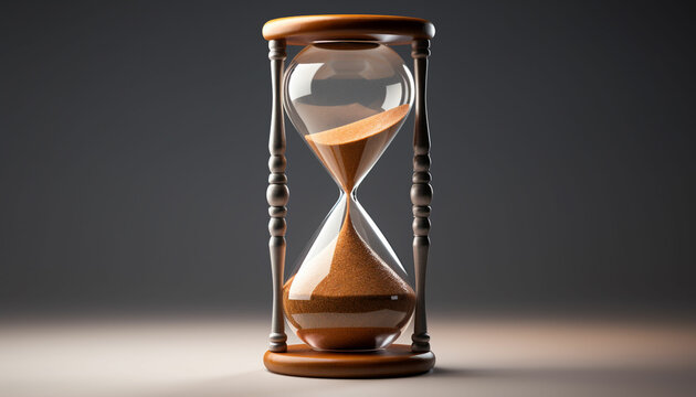 Design an hourglass filled with carbon footprints as the flowing sand, emphasizing the need to reduce carbon emissions to combat global warming.