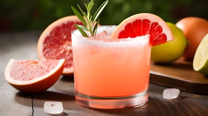 Pink Paloma is a great grapefruit and tequila cocktail recipe for any party. - obrazy, fototapety, plakaty