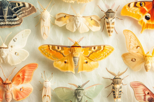 Moth diversity, a visual montage featuring a variety of moth species with different sizes, colors, and wing patterns.