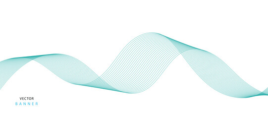 Abstract illustration of vector banner. Modern vector banner template with blue wavy lines.