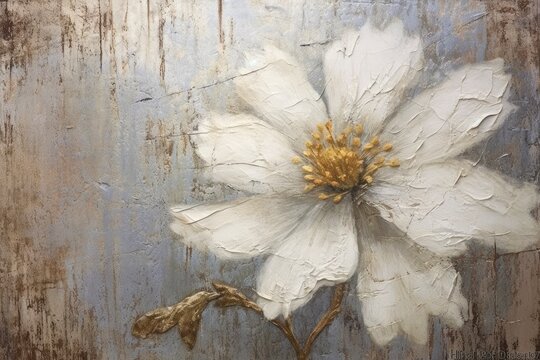 An Old Fashioned Painting of a White Flower